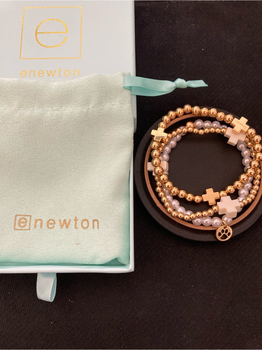 Enewton Rose Gold and Pearl Cross Stack Bracelet Set